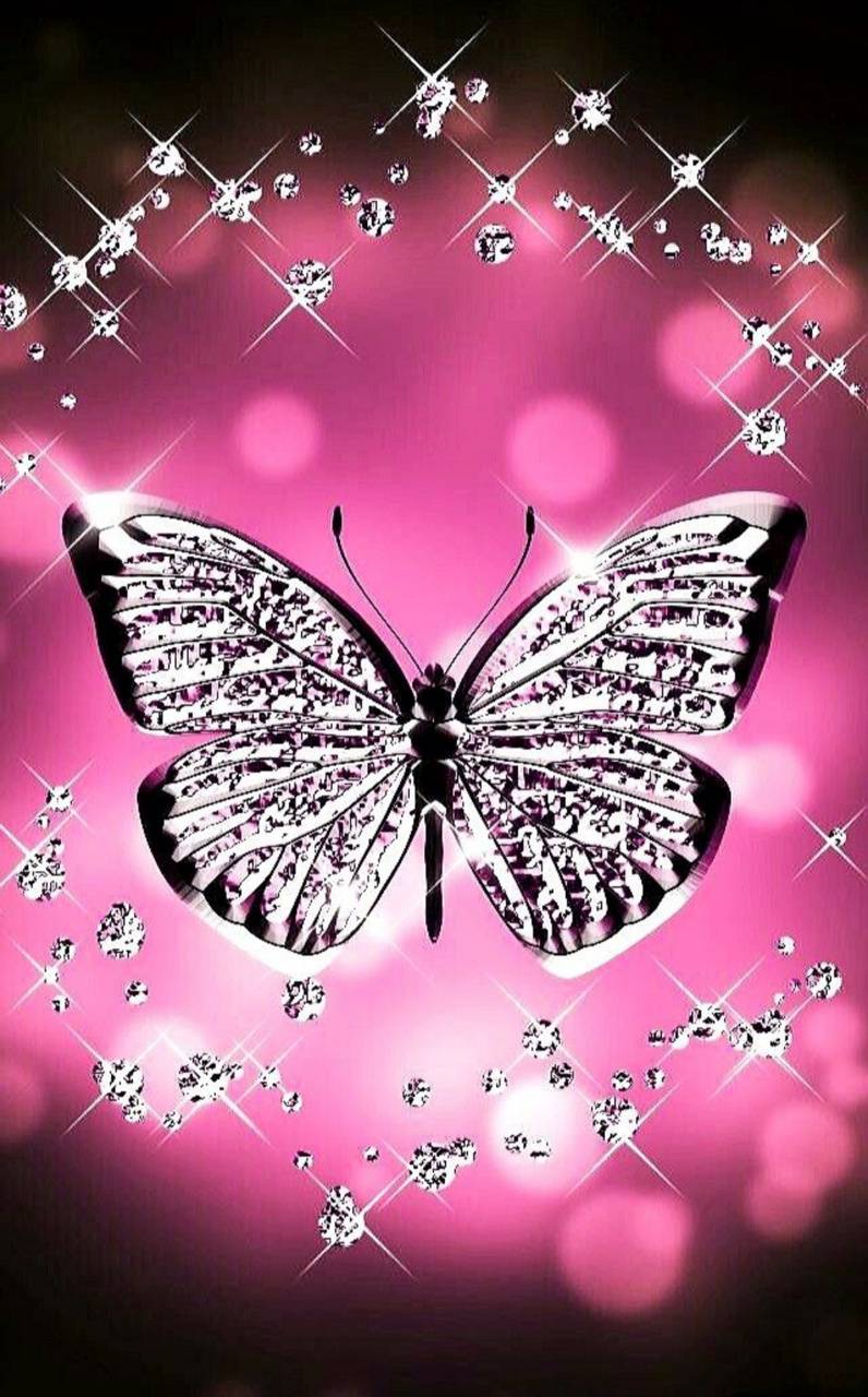 Crystal Blue Glitter Butterfly Wallpapers