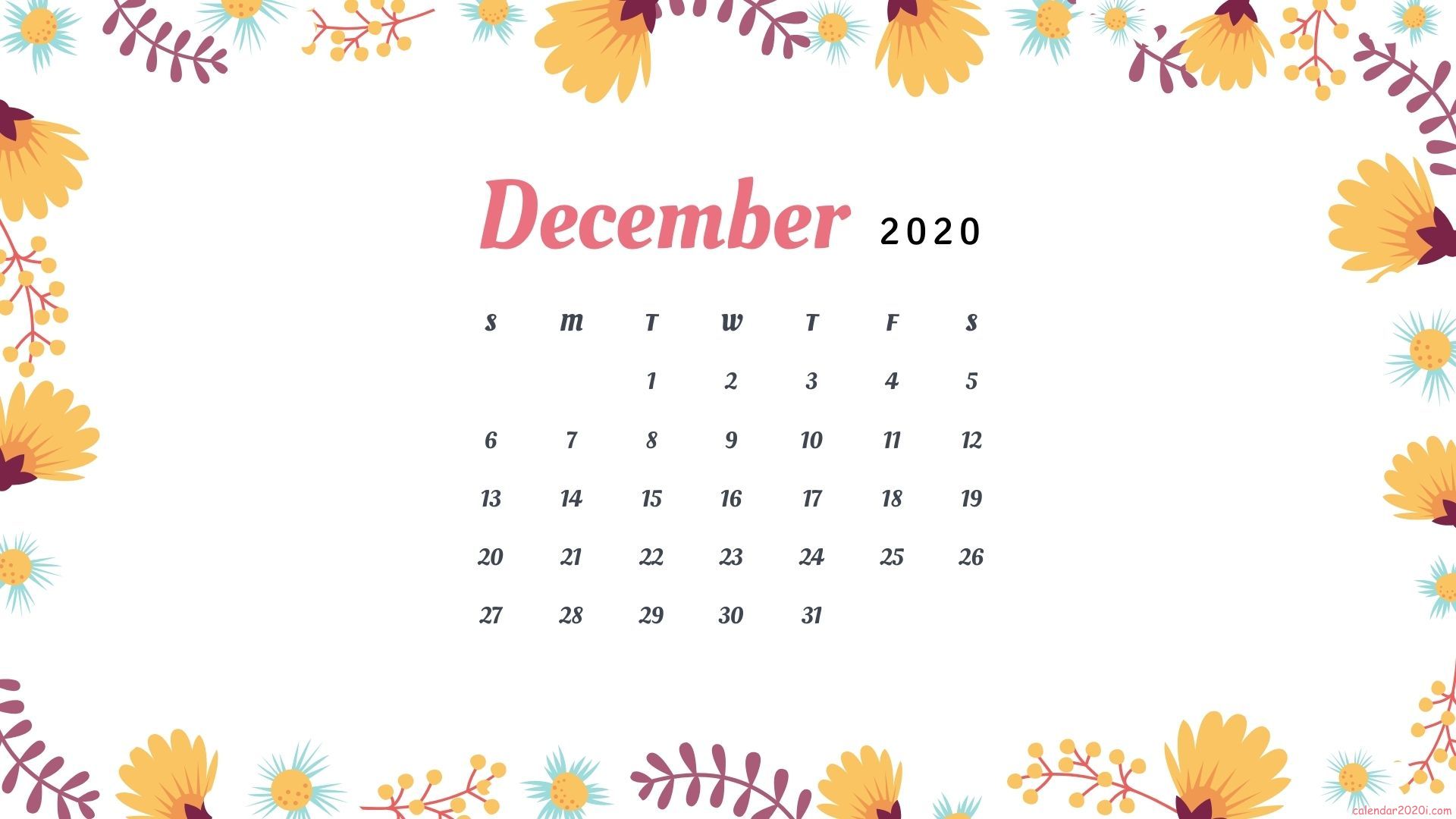 December 2020 Calendar Wallpapers