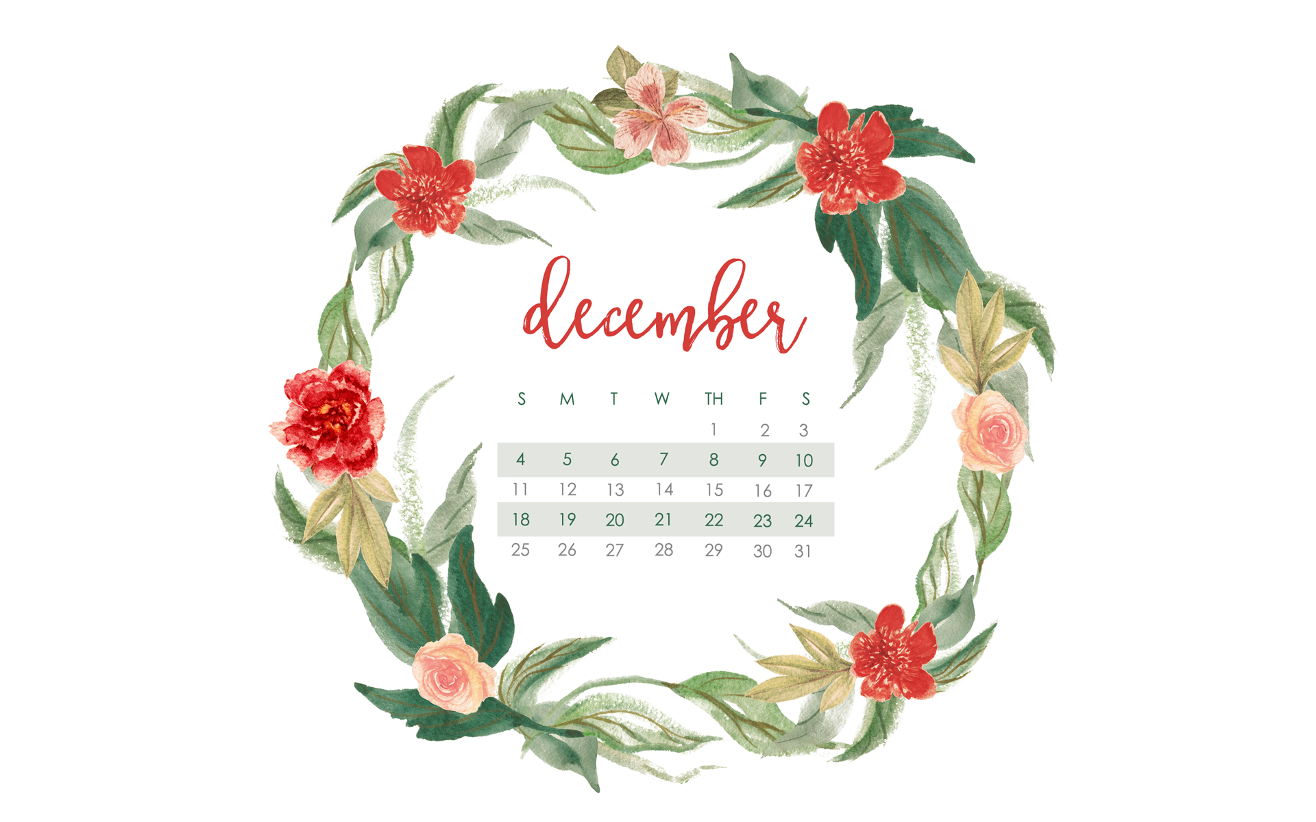 December Calendar Wallpapers