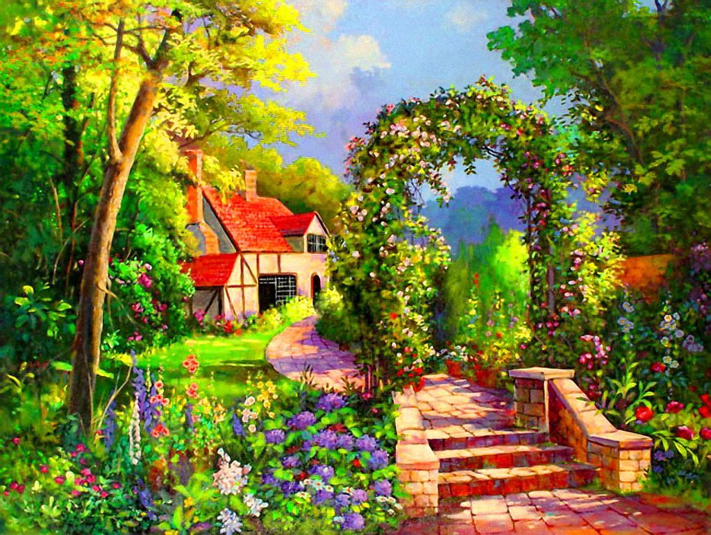 Fairytale English Cottage Garden Wallpapers