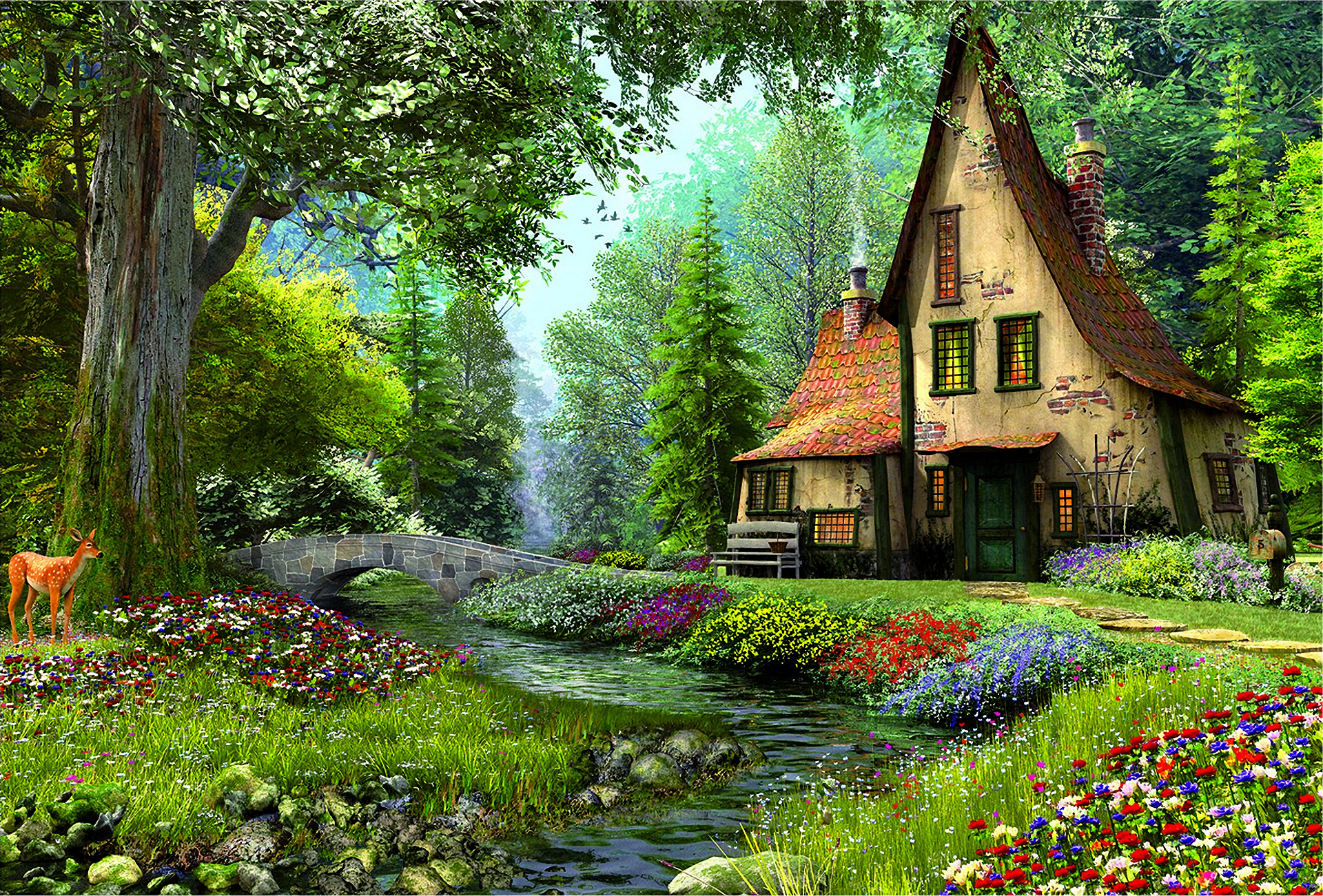 Fairytale English Cottage Garden Wallpapers