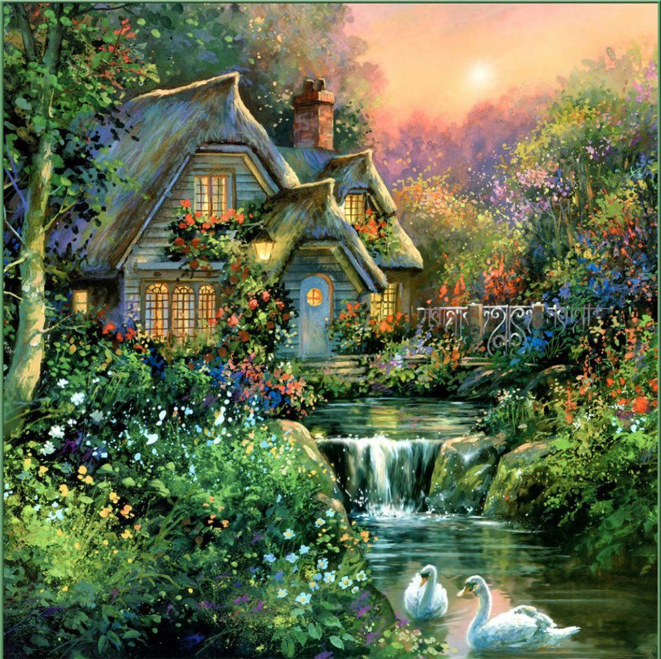 Fairytale English Cottage Garden Wallpapers