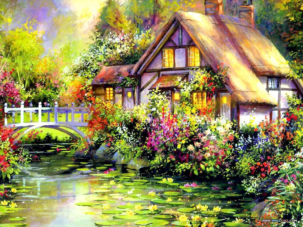 Fairytale English Cottage Garden Wallpapers