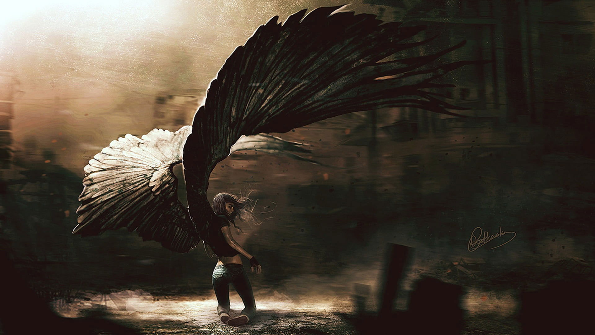 Fallen Angel Painting Wallpapers