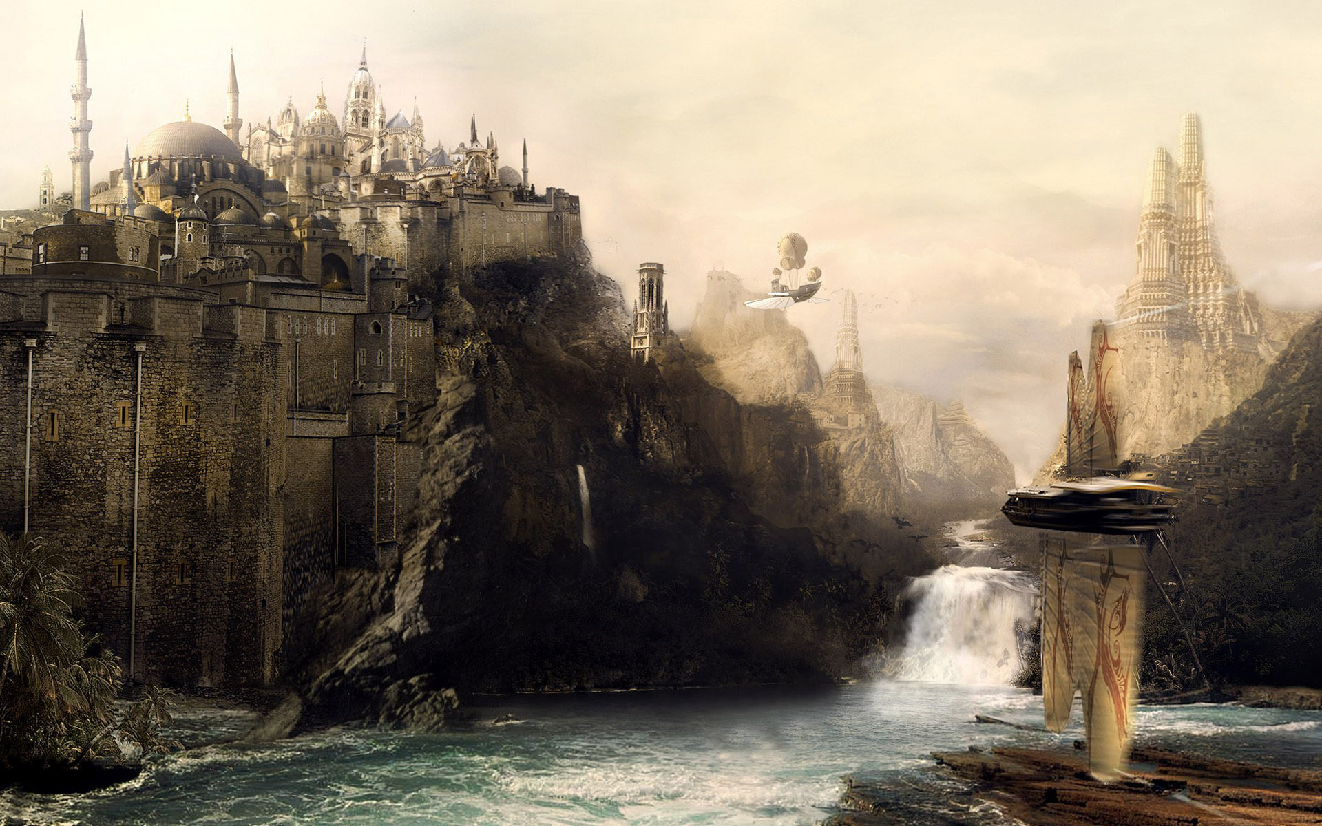 Fantasy Water Castle Wallpapers