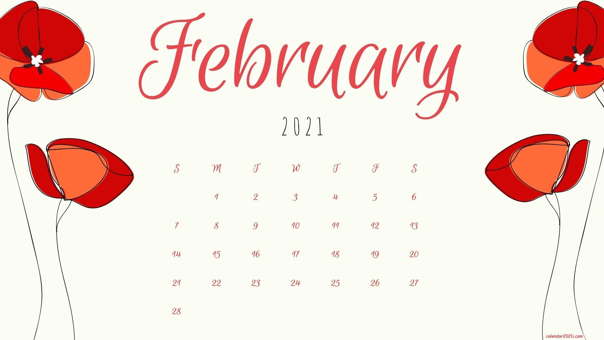 February 2021 Calendar Desktop Wallpapers