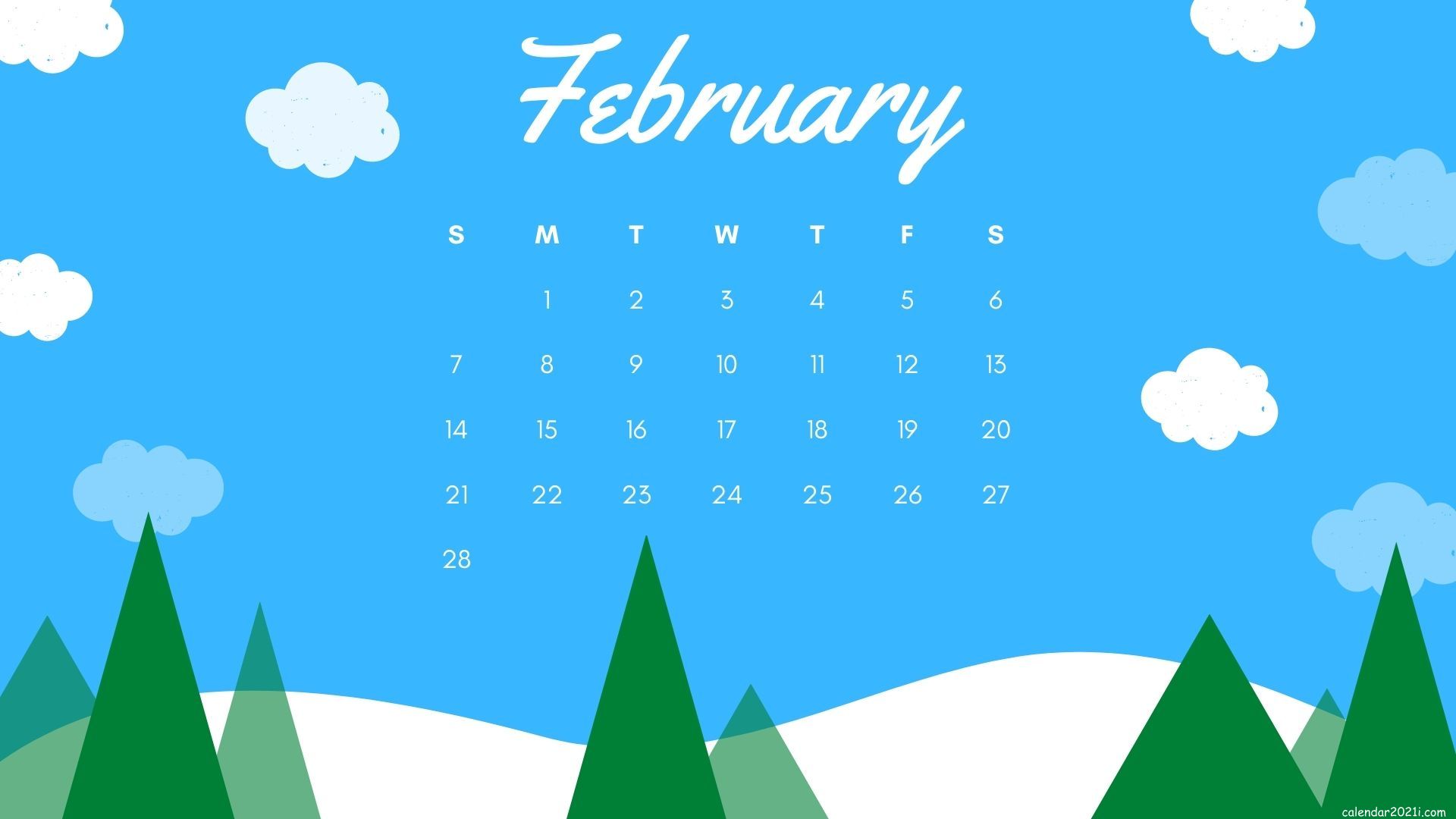 February 2021 Calendar Desktop Wallpapers