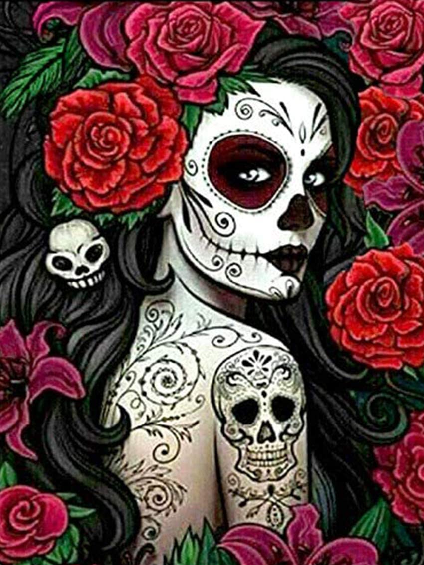 Feminine Skull And Roses Wallpapers