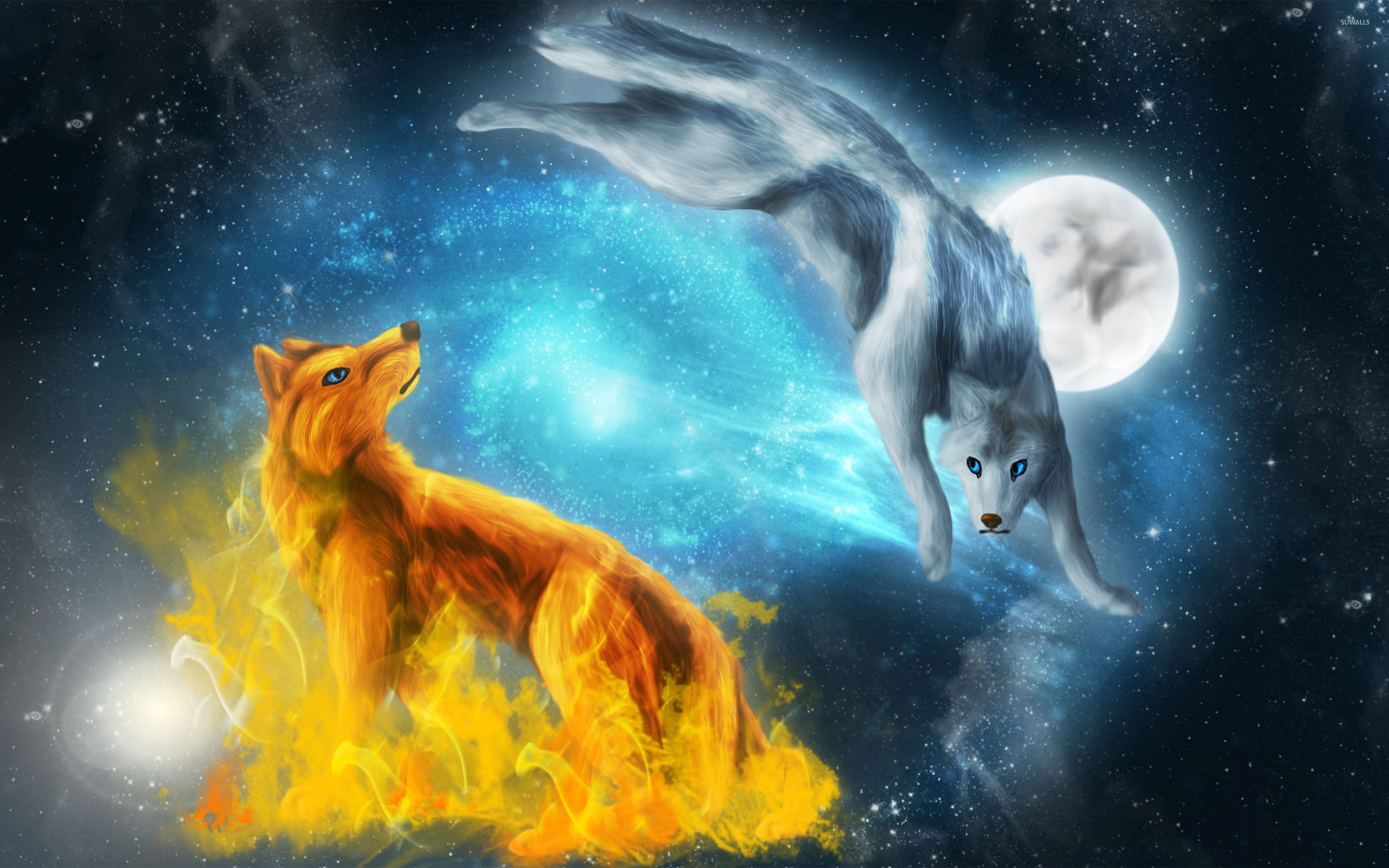 Fire And Ice Wolf Wallpapers