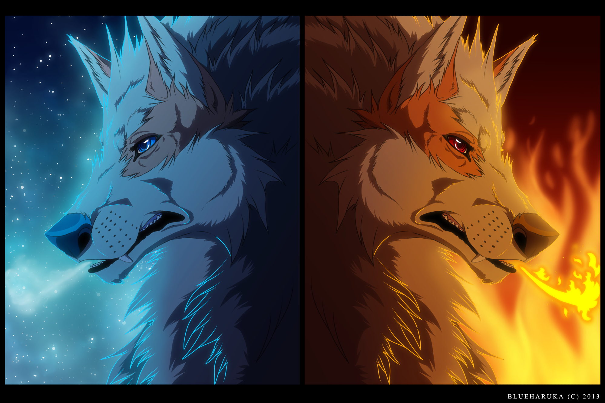 Fire And Ice Wolf Wallpapers