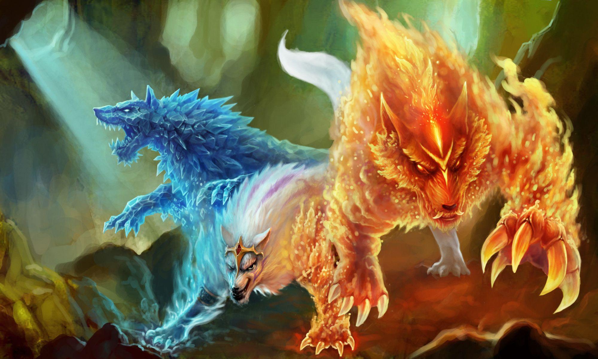 Fire And Ice Wolf Wallpapers