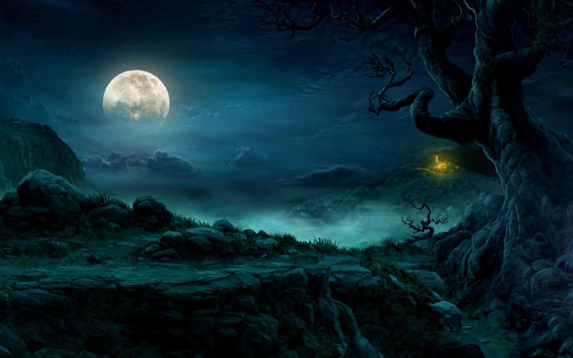 Forest Full Moon Wallpapers