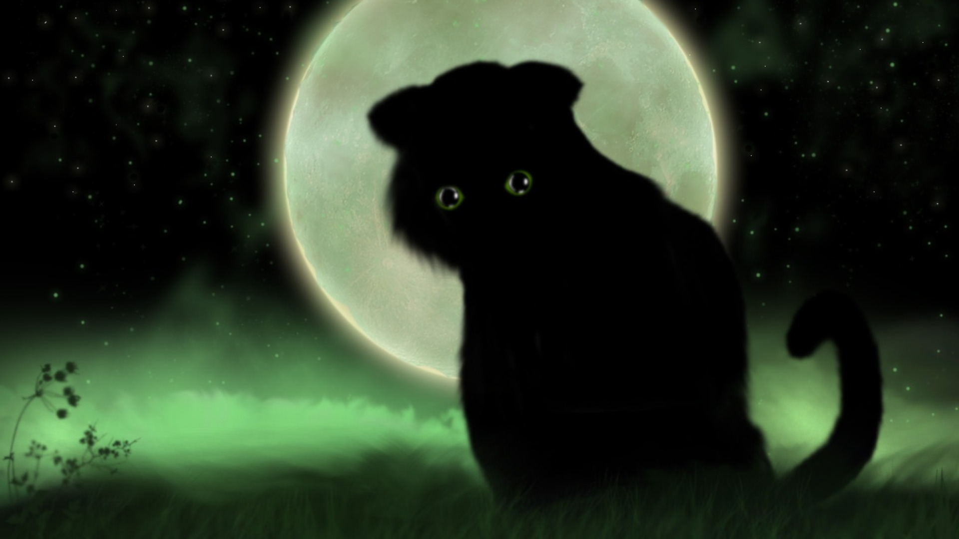 Green Cat Art Wallpapers