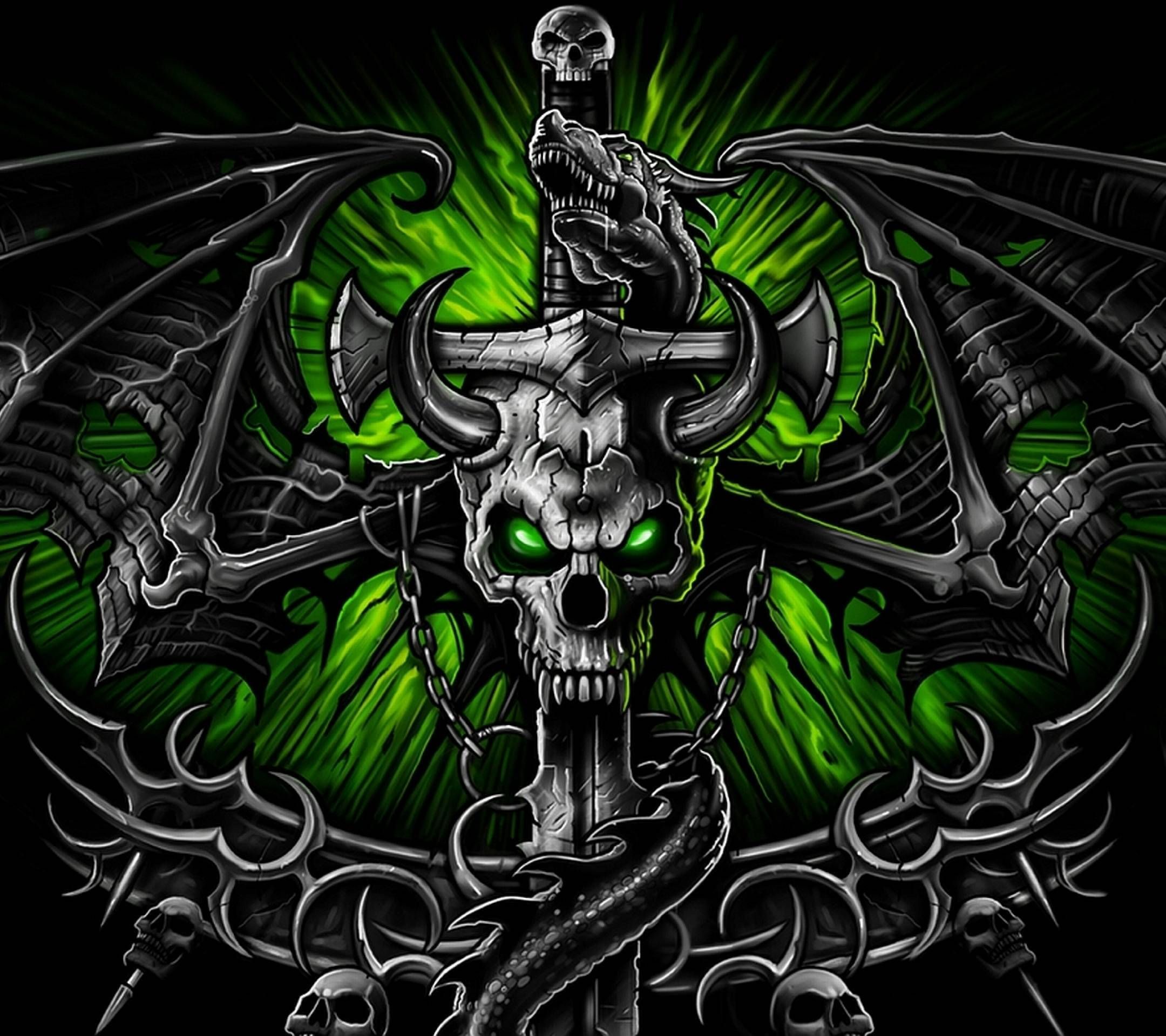 Green Fire Skull Wallpapers