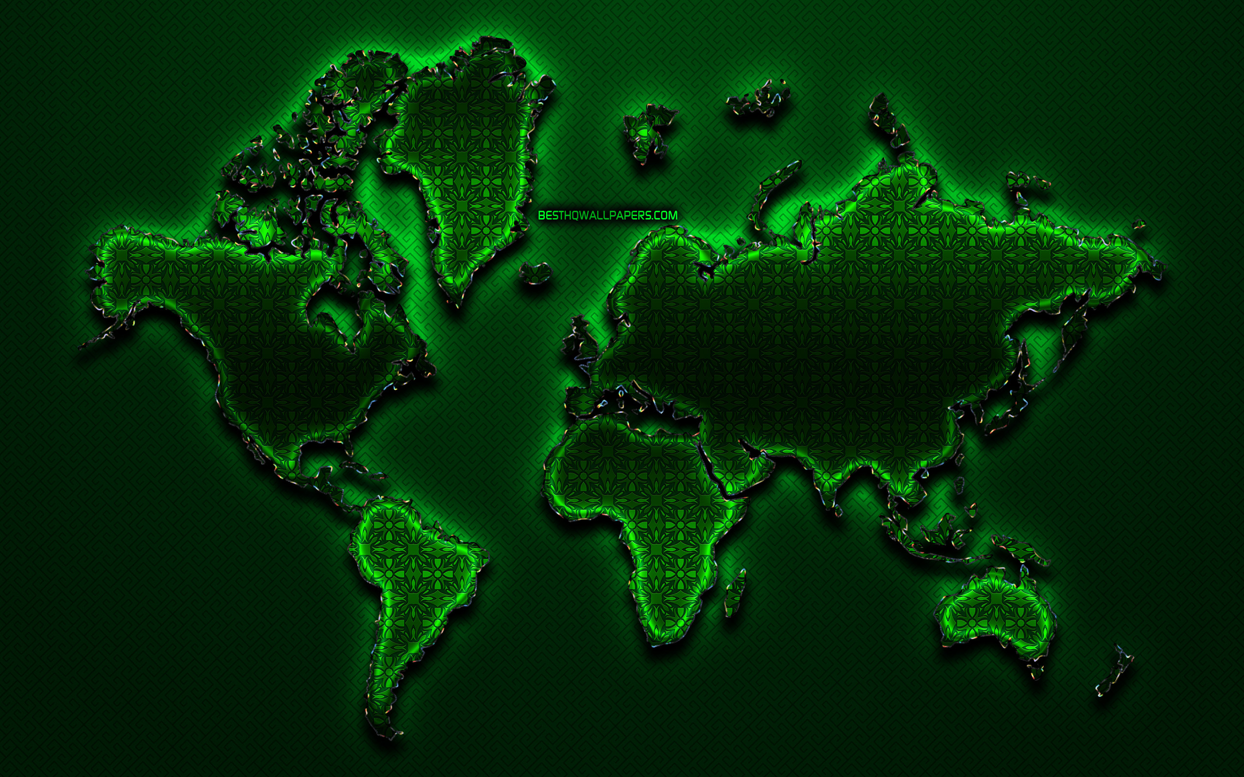 Green World Map Wallpapers