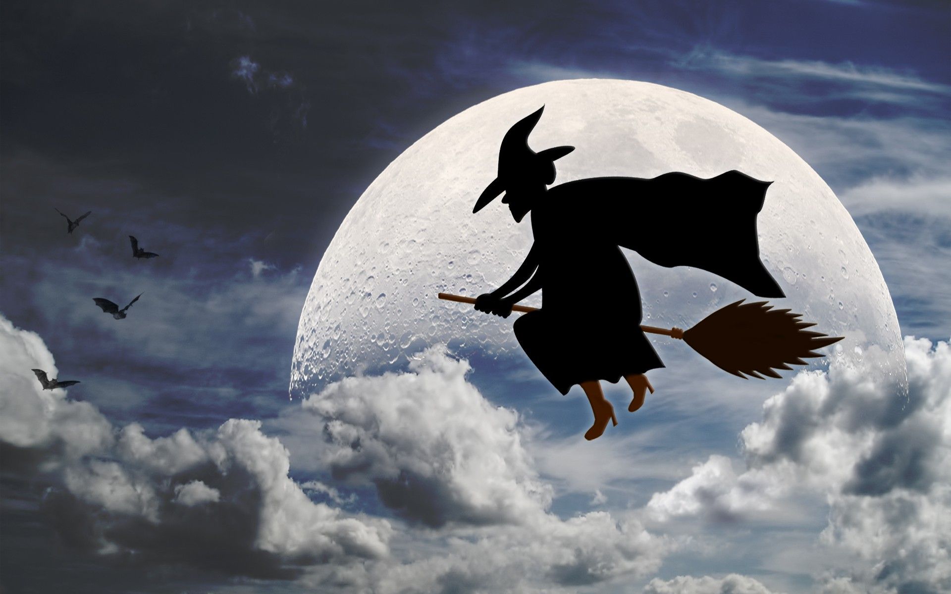Halloween Witch On Broom Wallpapers
