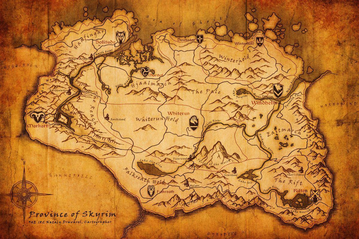 High Resolution Skyrim Map Wallpapers