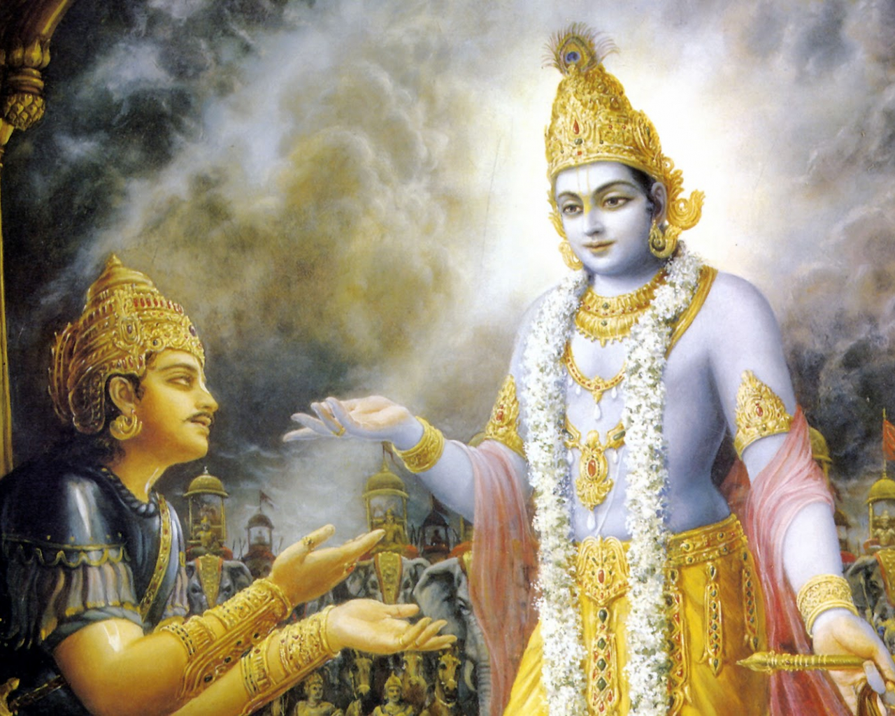 Image Of Lord Krishna With Arjun Wallpapers