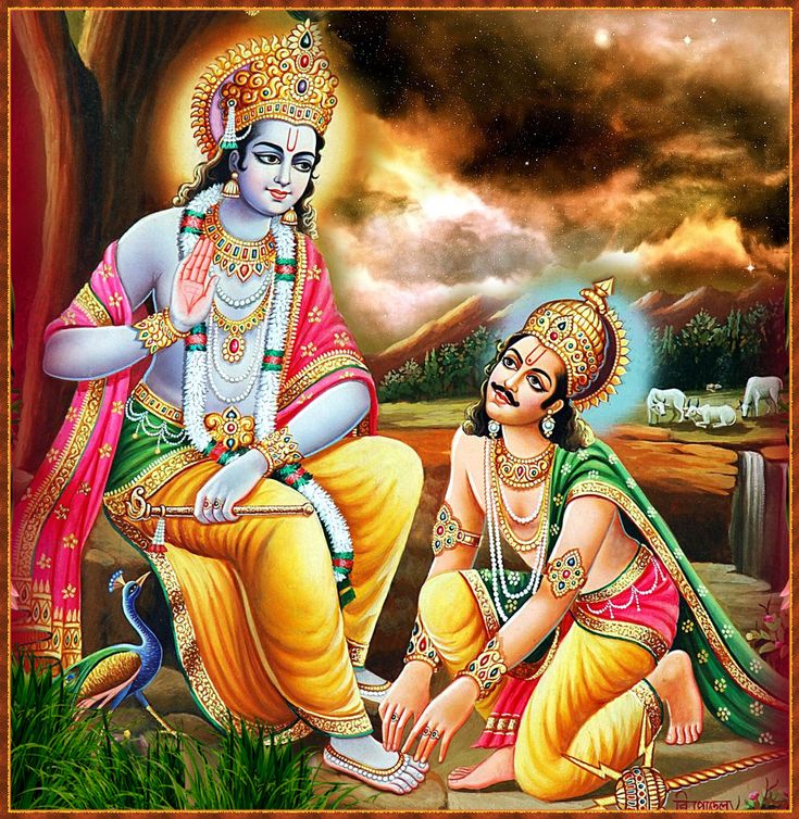 Image Of Lord Krishna With Arjun Wallpapers