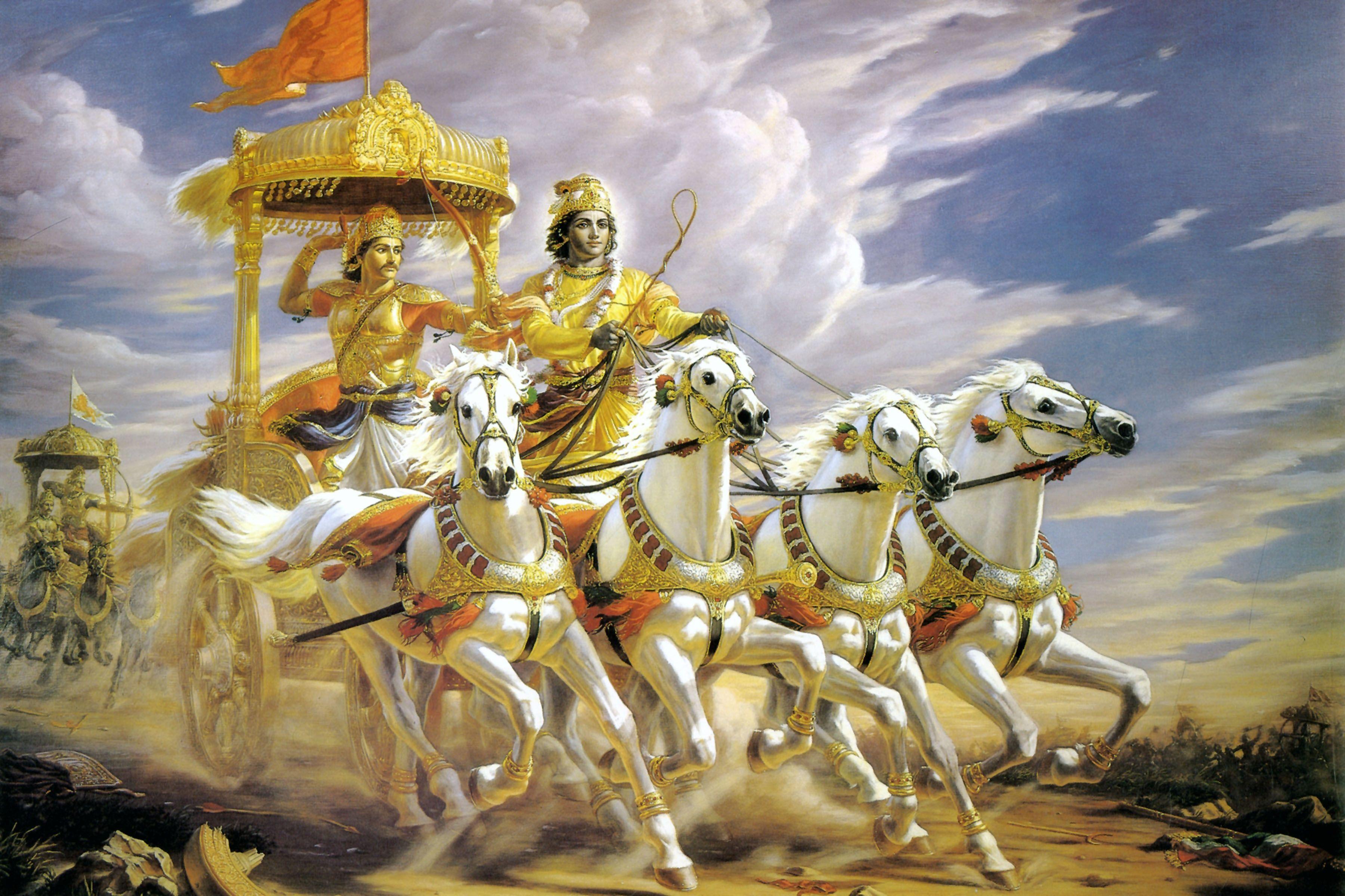 Image Of Lord Krishna With Arjun Wallpapers