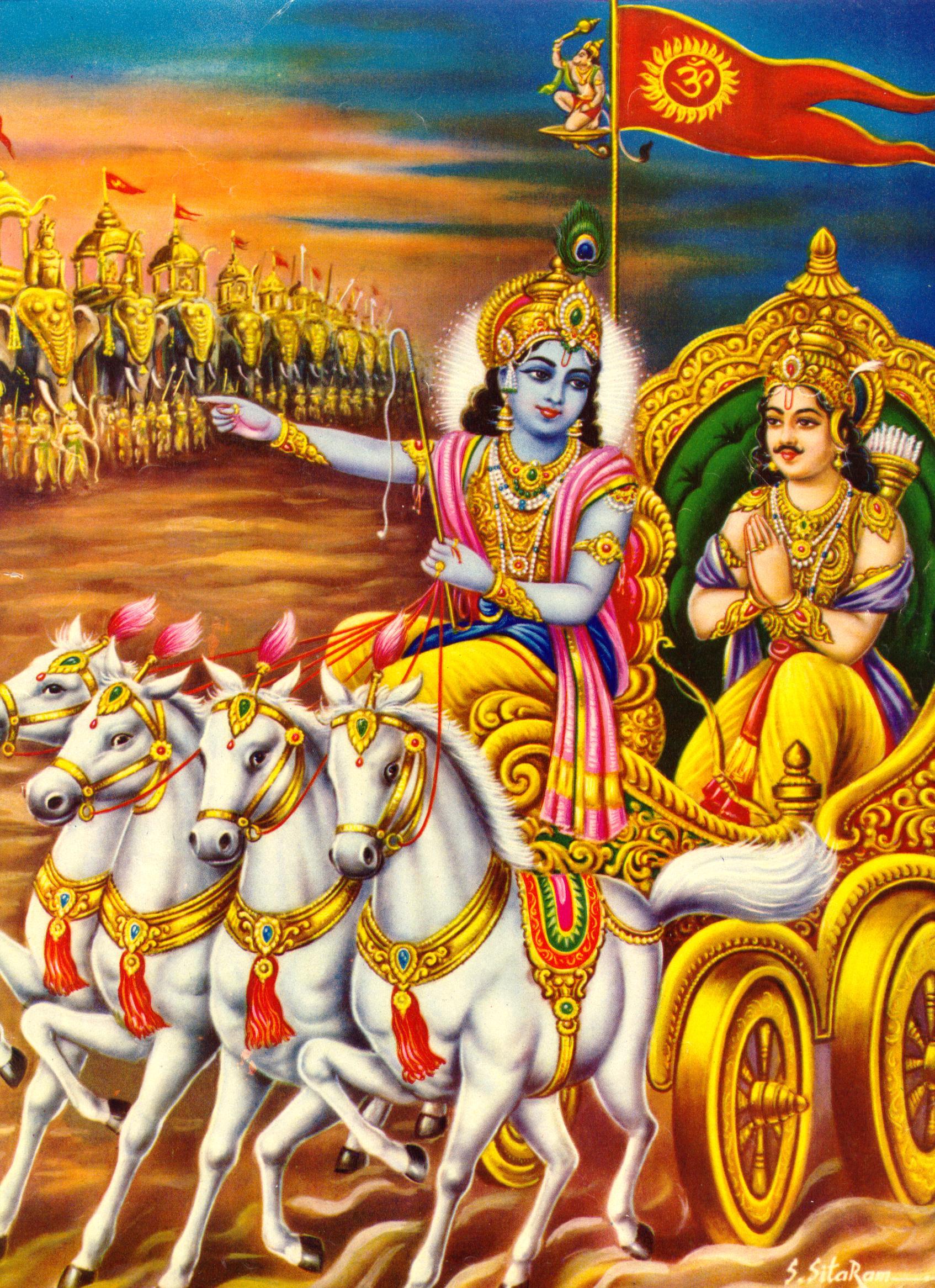 Image Of Lord Krishna With Arjun Wallpapers