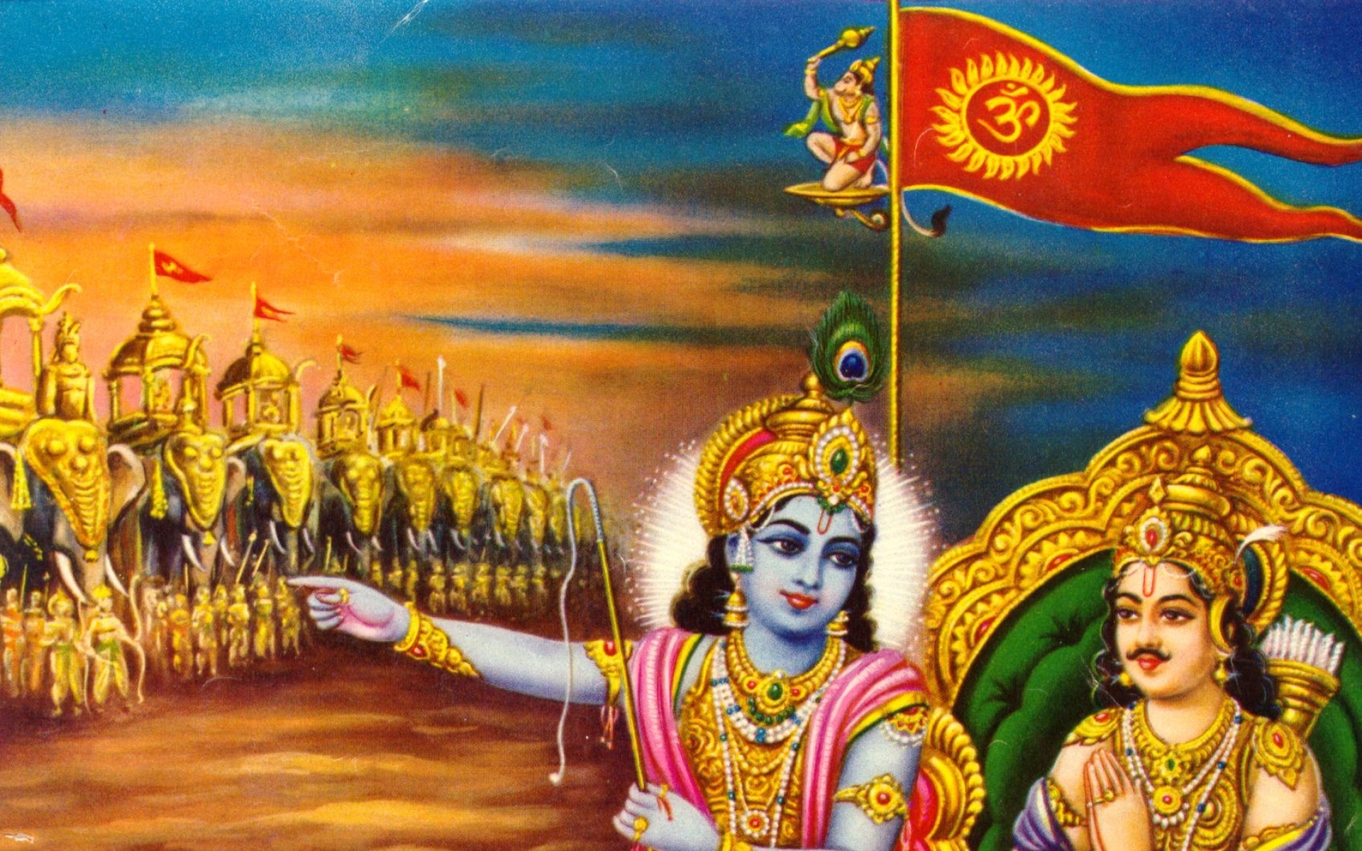 Image Of Lord Krishna With Arjun Wallpapers