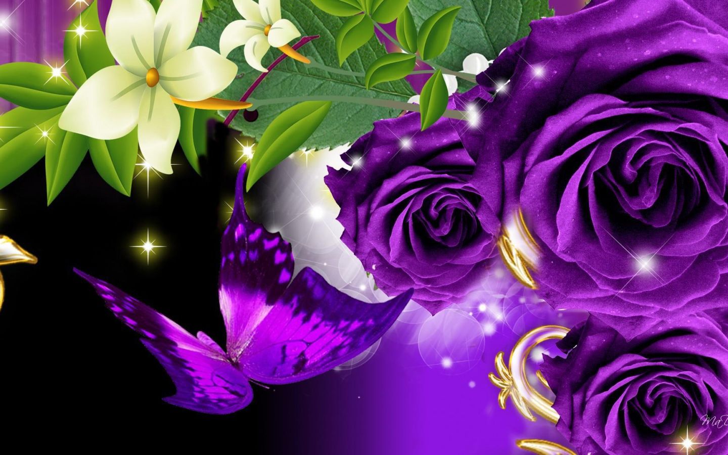 Images Of Purple Roses And Butterflies Wallpapers