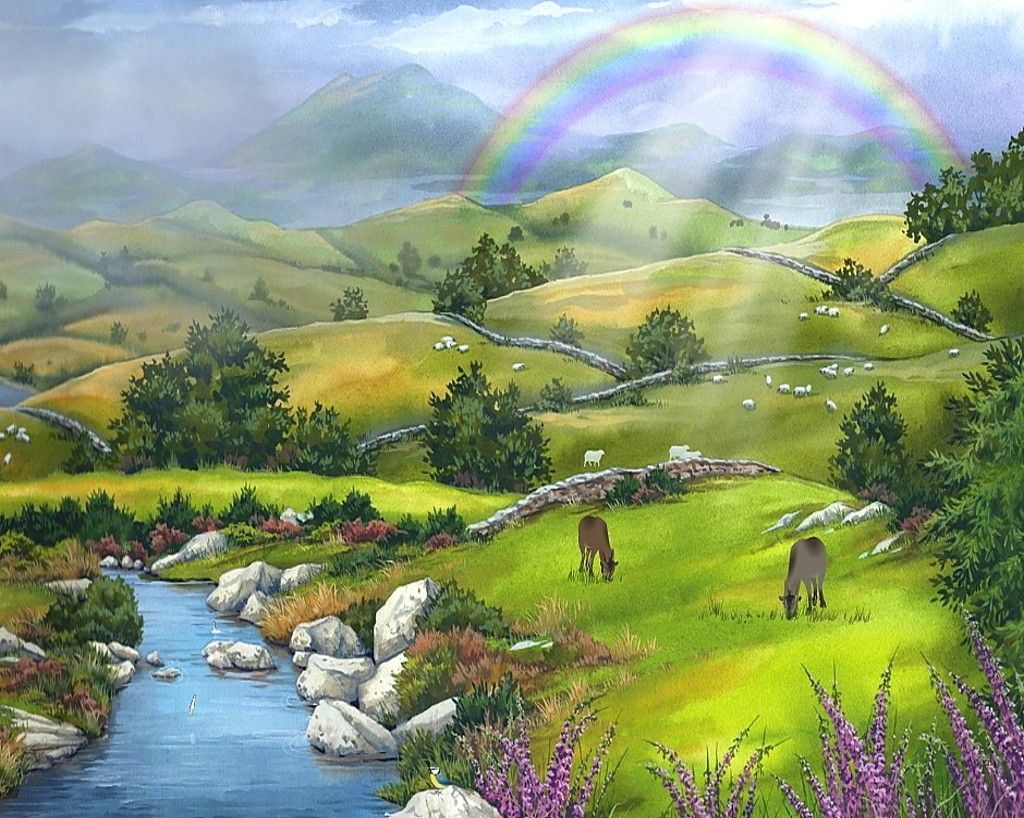 Ireland Landscape Rainbow Wallpapers