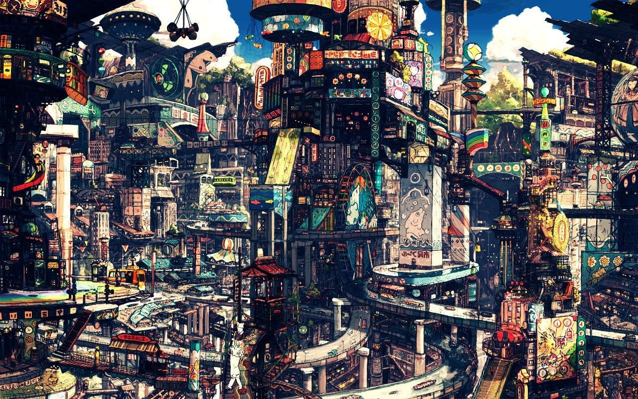 Japanese Town Art Wallpapers