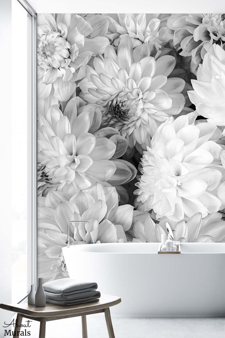 Large Black And White Floral Wallpapers