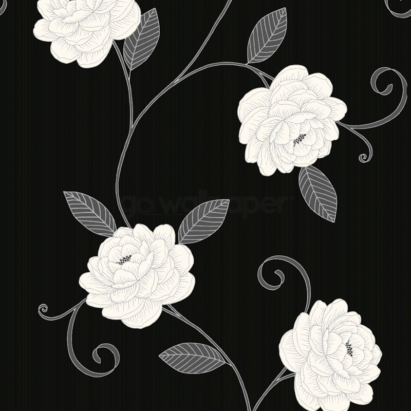 Large Black And White Floral Wallpapers