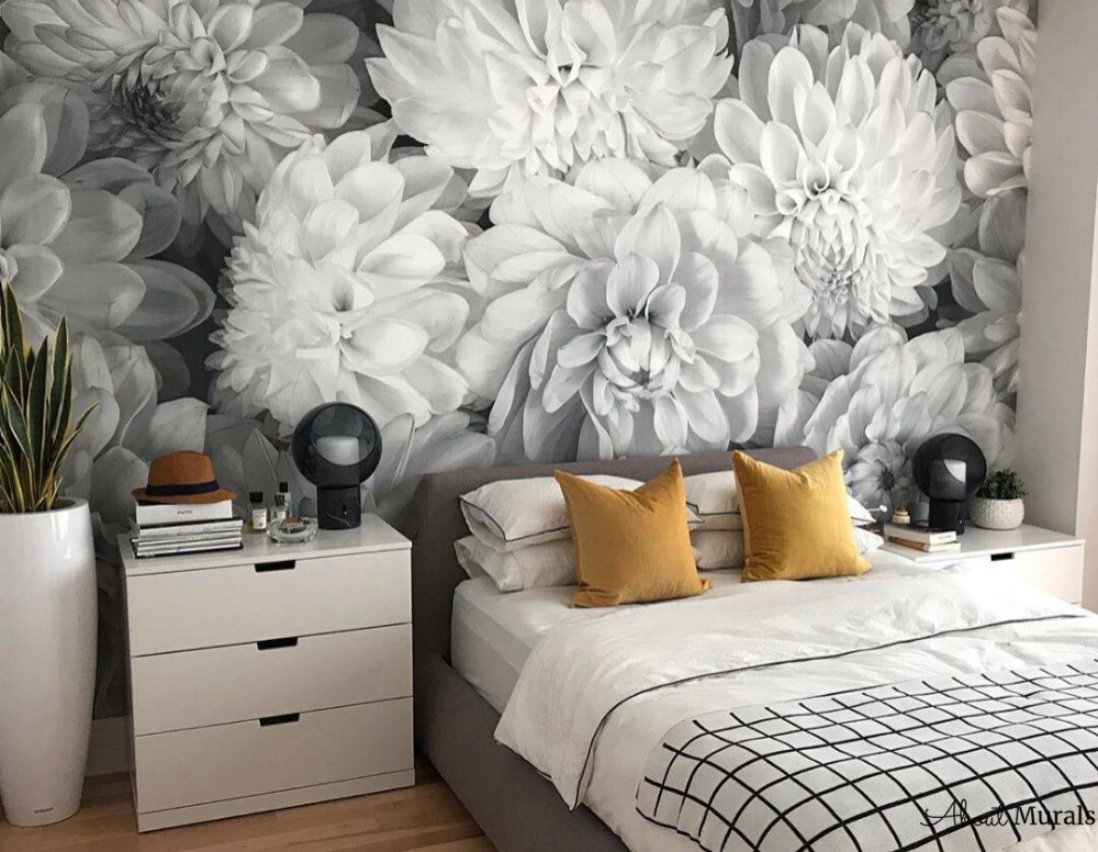 Large Black And White Floral Wallpapers