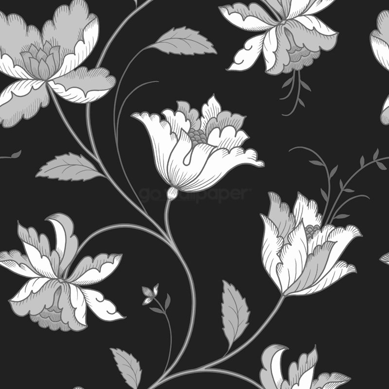 Large Black And White Floral Wallpapers