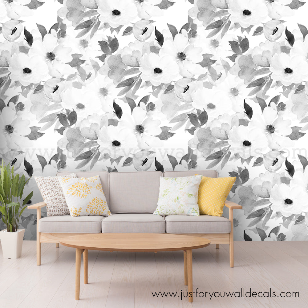 Large Black And White Floral Wallpapers