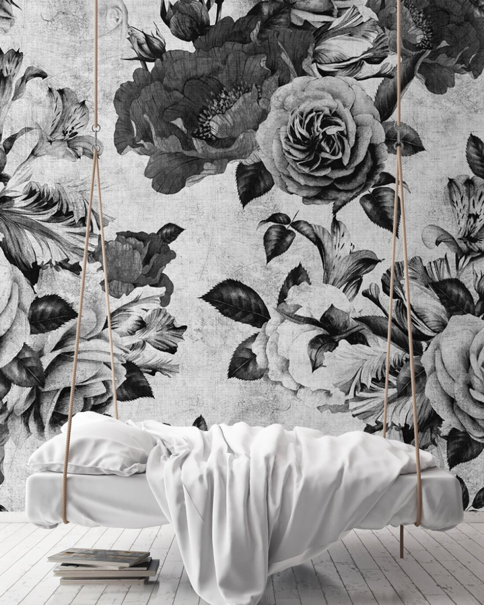 Large Black And White Floral Wallpapers