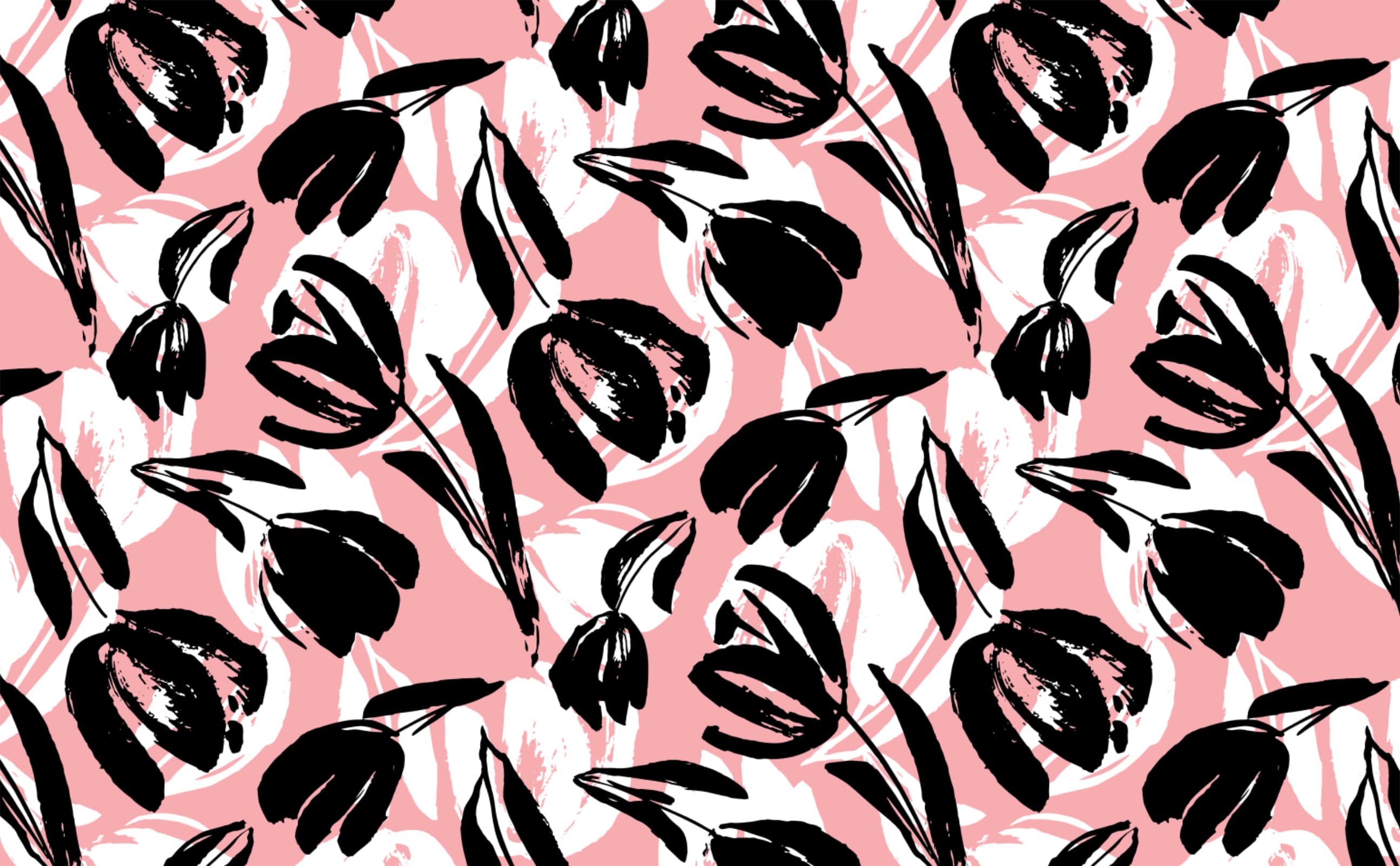 Large Black And White Floral Wallpapers