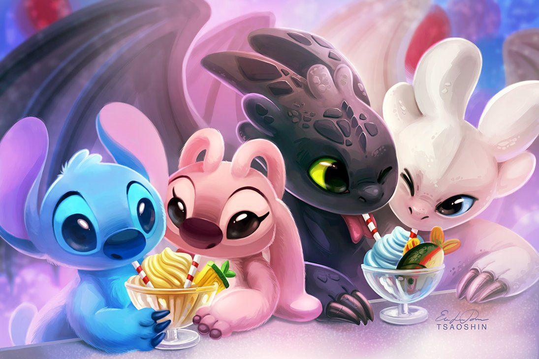 Love Stitch And Angel Wallpapers