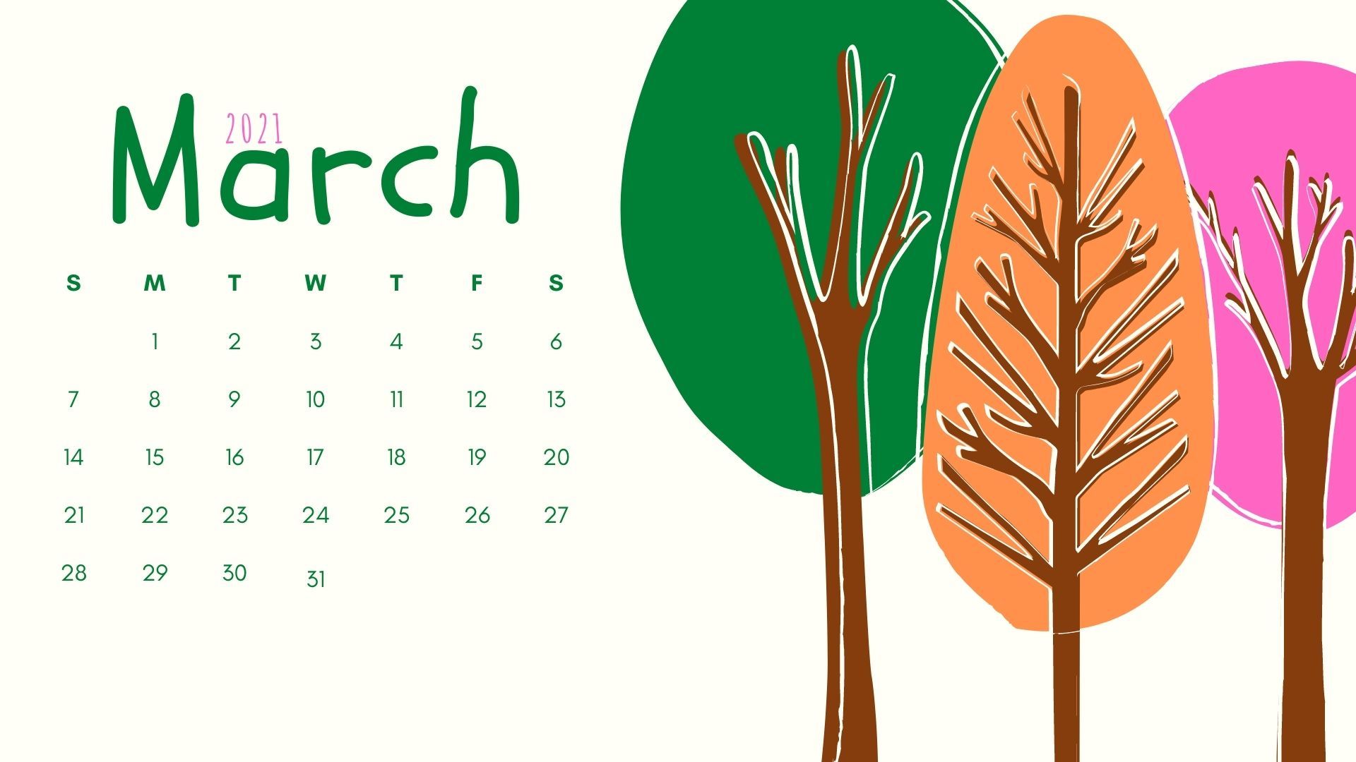 March 2021 Calendar Wallpapers