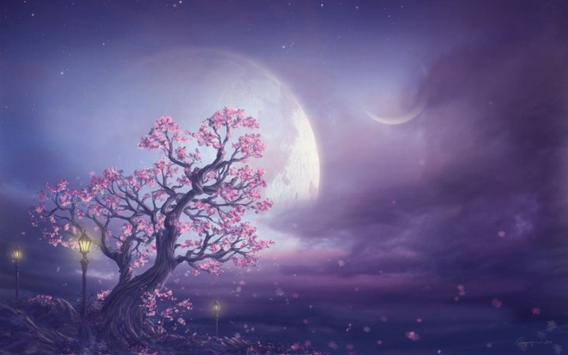 Moon Purple Sky Wallpapers