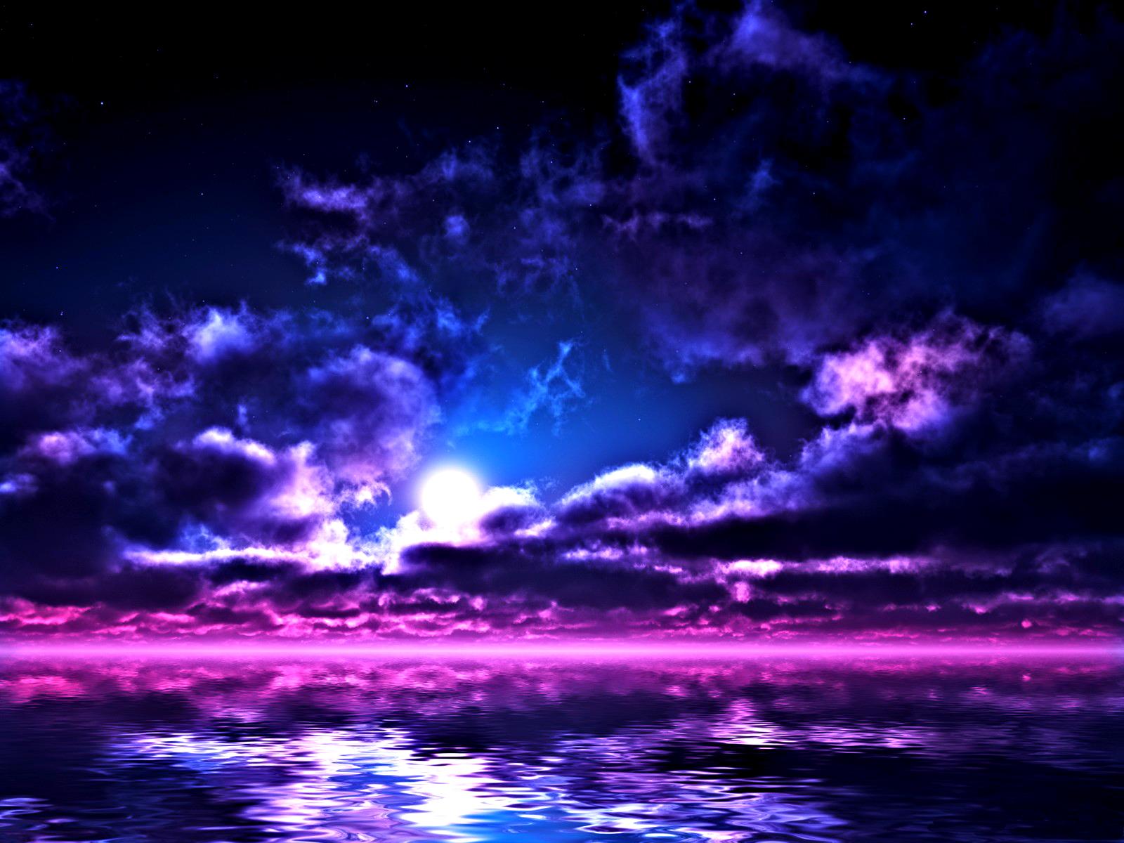 Moon Purple Sky Wallpapers