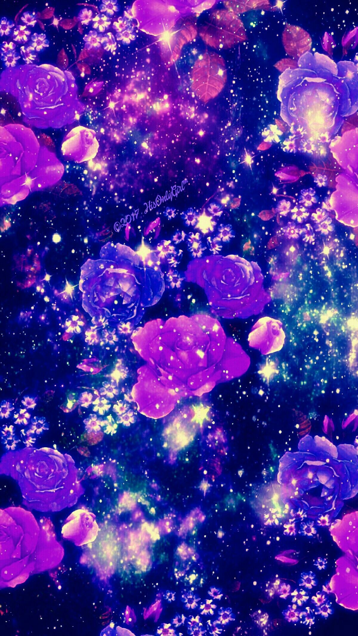 Neon Galaxy Flower Wallpapers