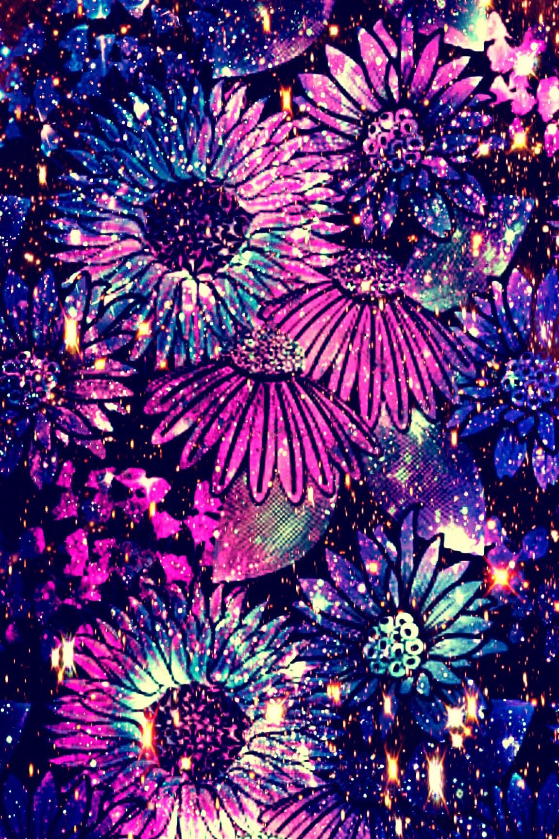 Neon Galaxy Flower Wallpapers