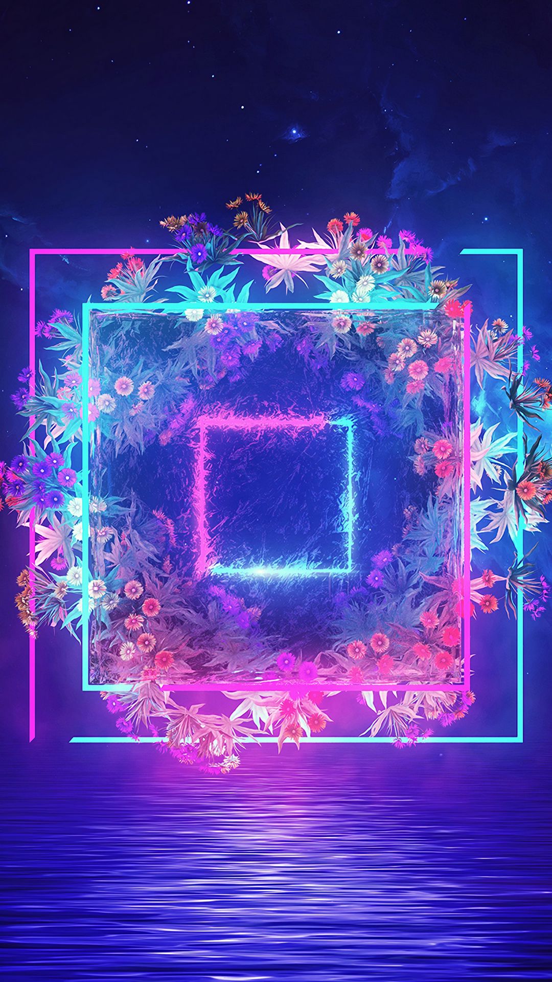 Neon Galaxy Flower Wallpapers