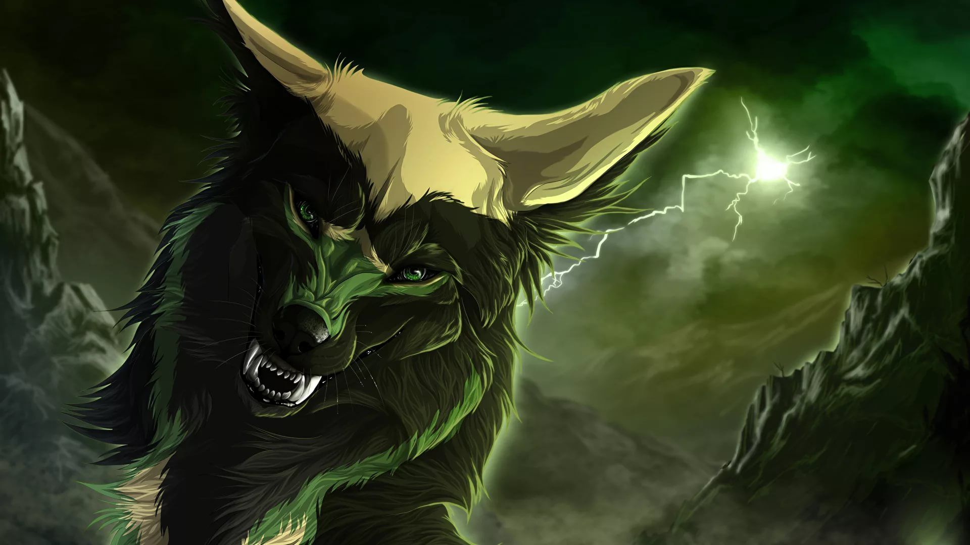 Neon Green Wolf Wallpapers