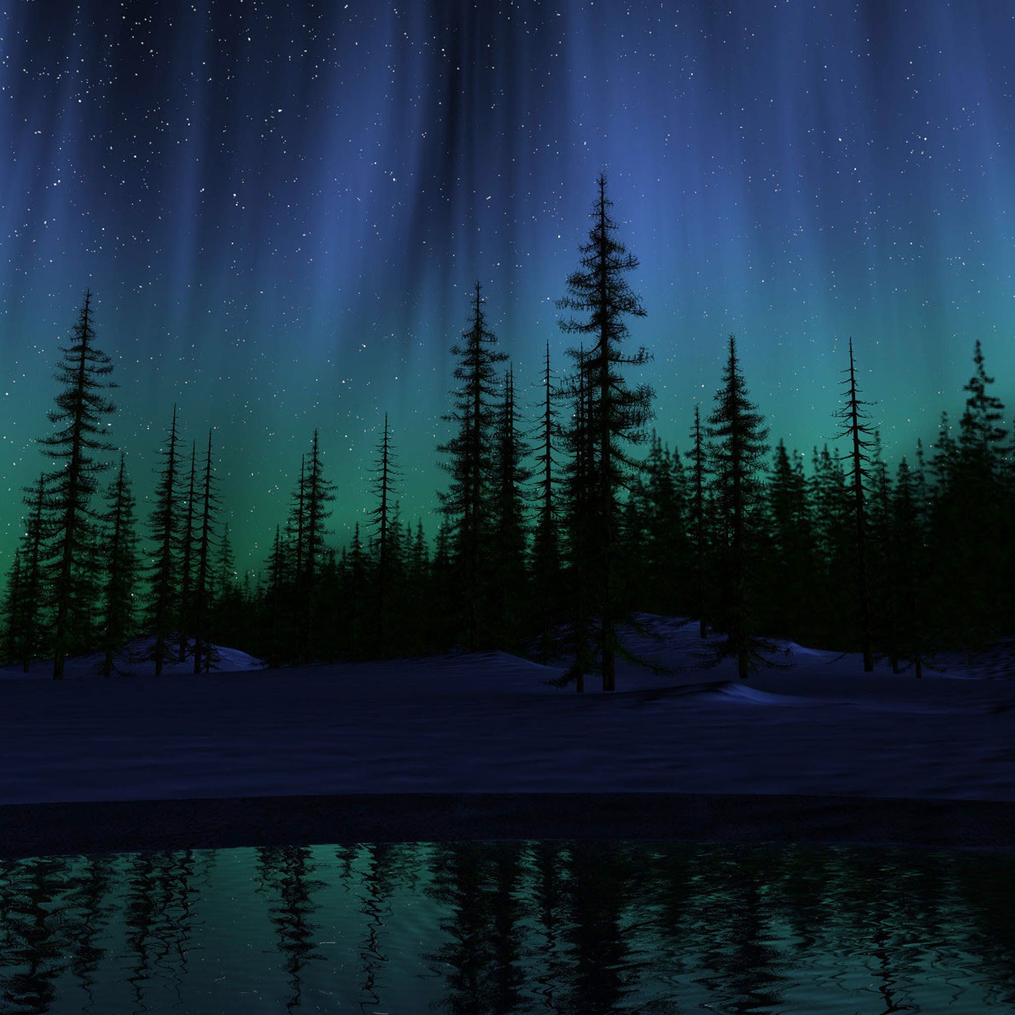 Northern Lights Forest Wallpapers