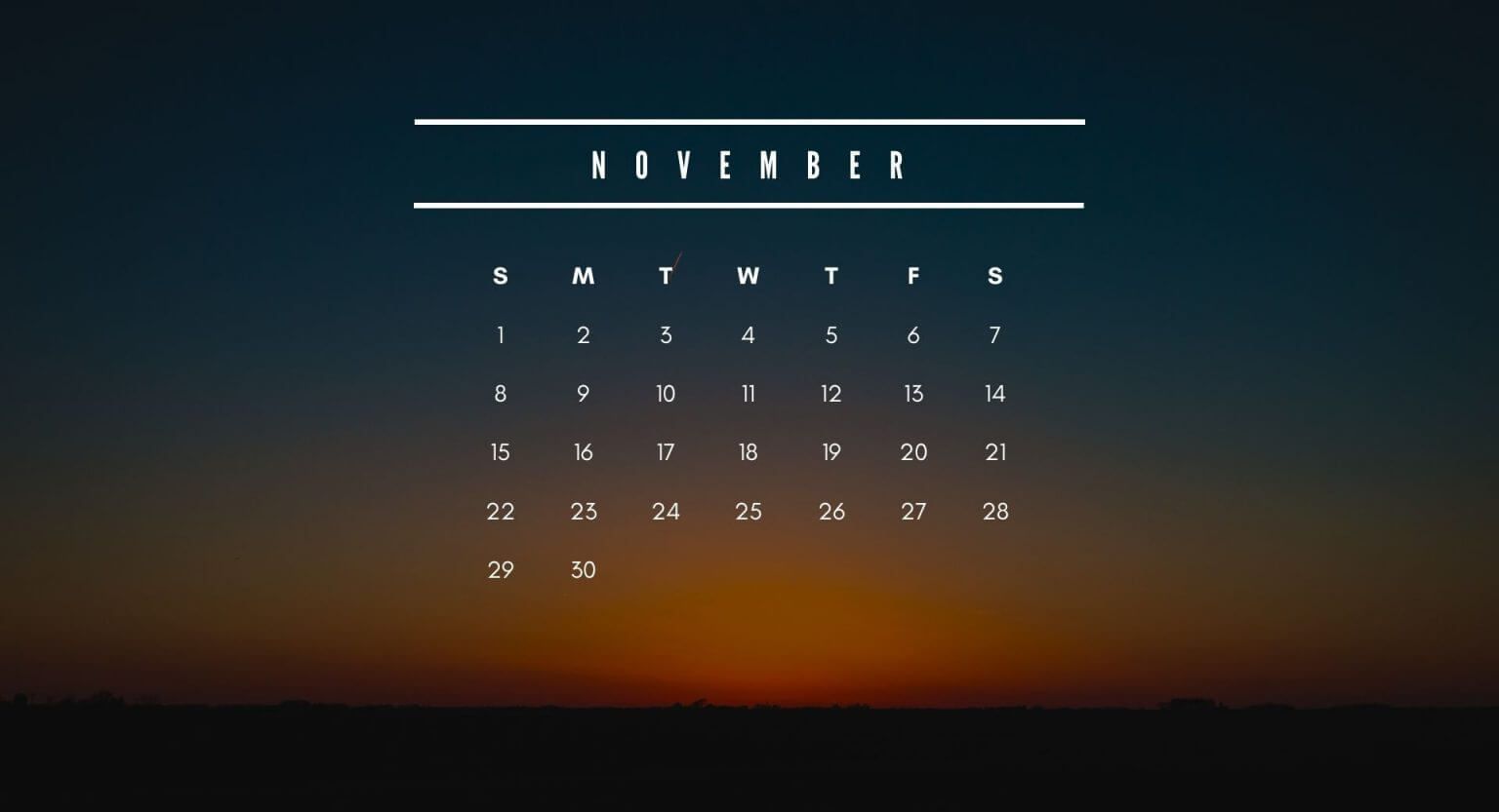 November 2020 Calendar Wallpapers