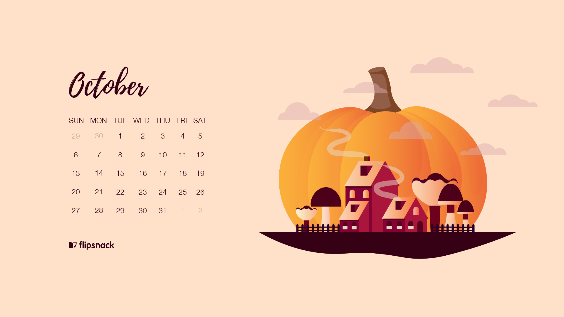 Фон обои октябрь с календарем