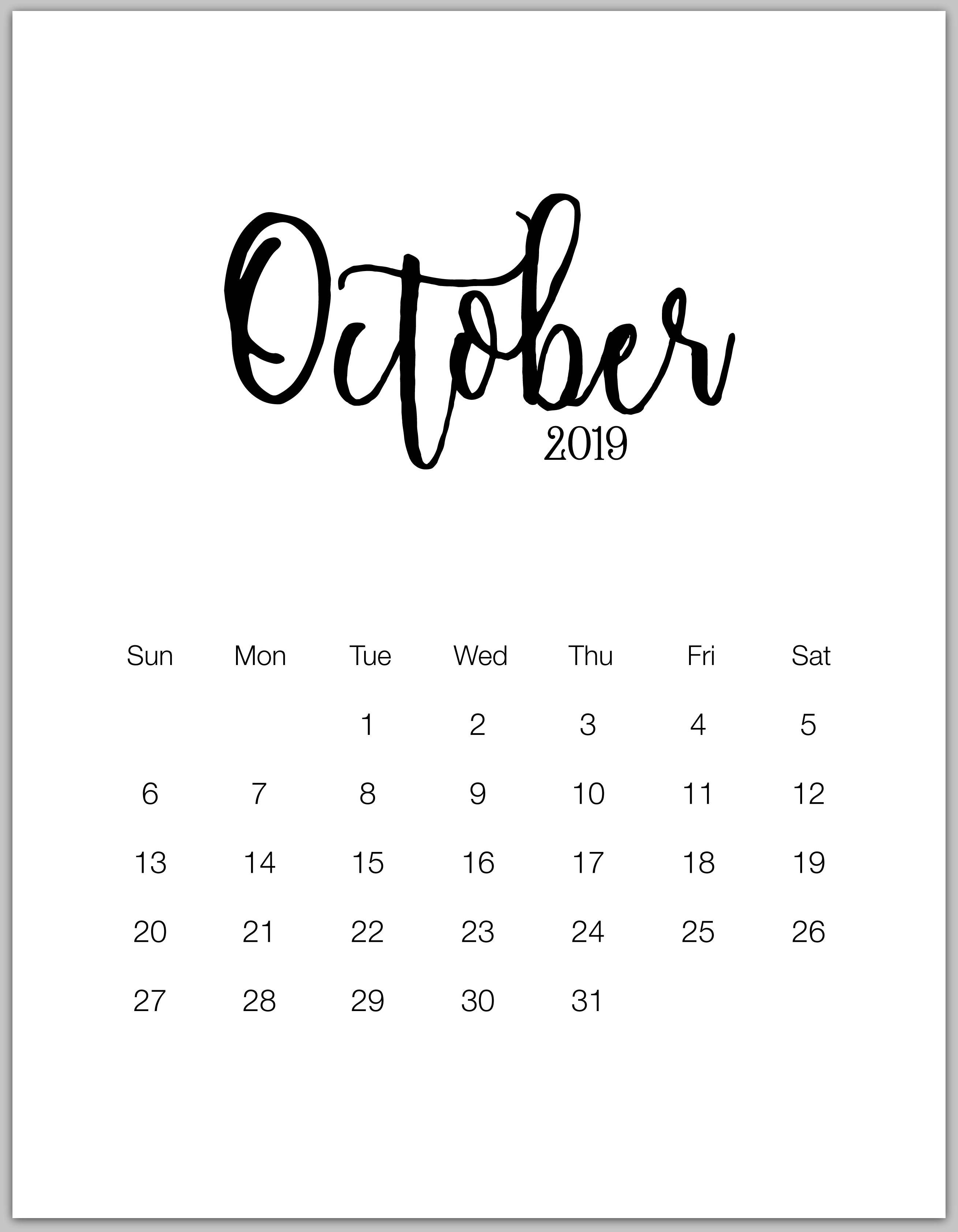 October 2019 Calendar Wallpapers