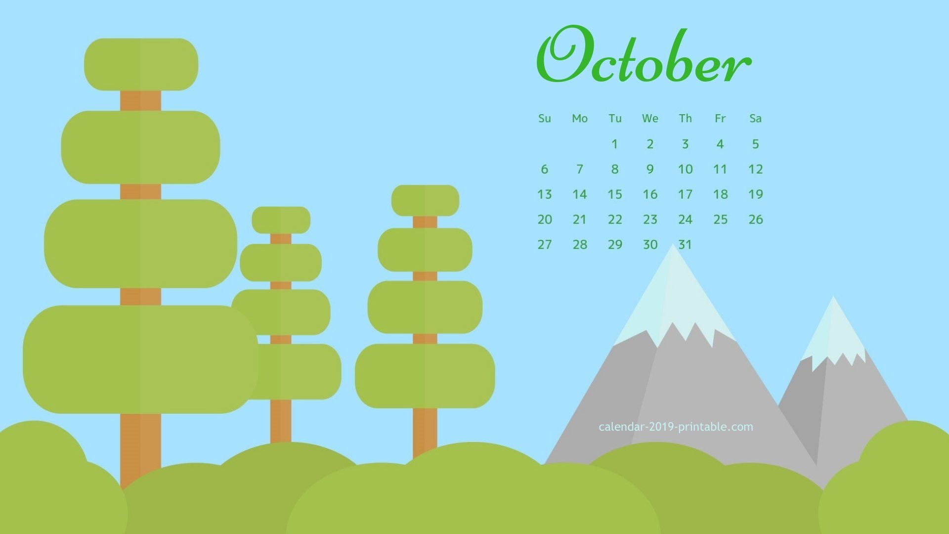 October 2019 Calendar Wallpapers