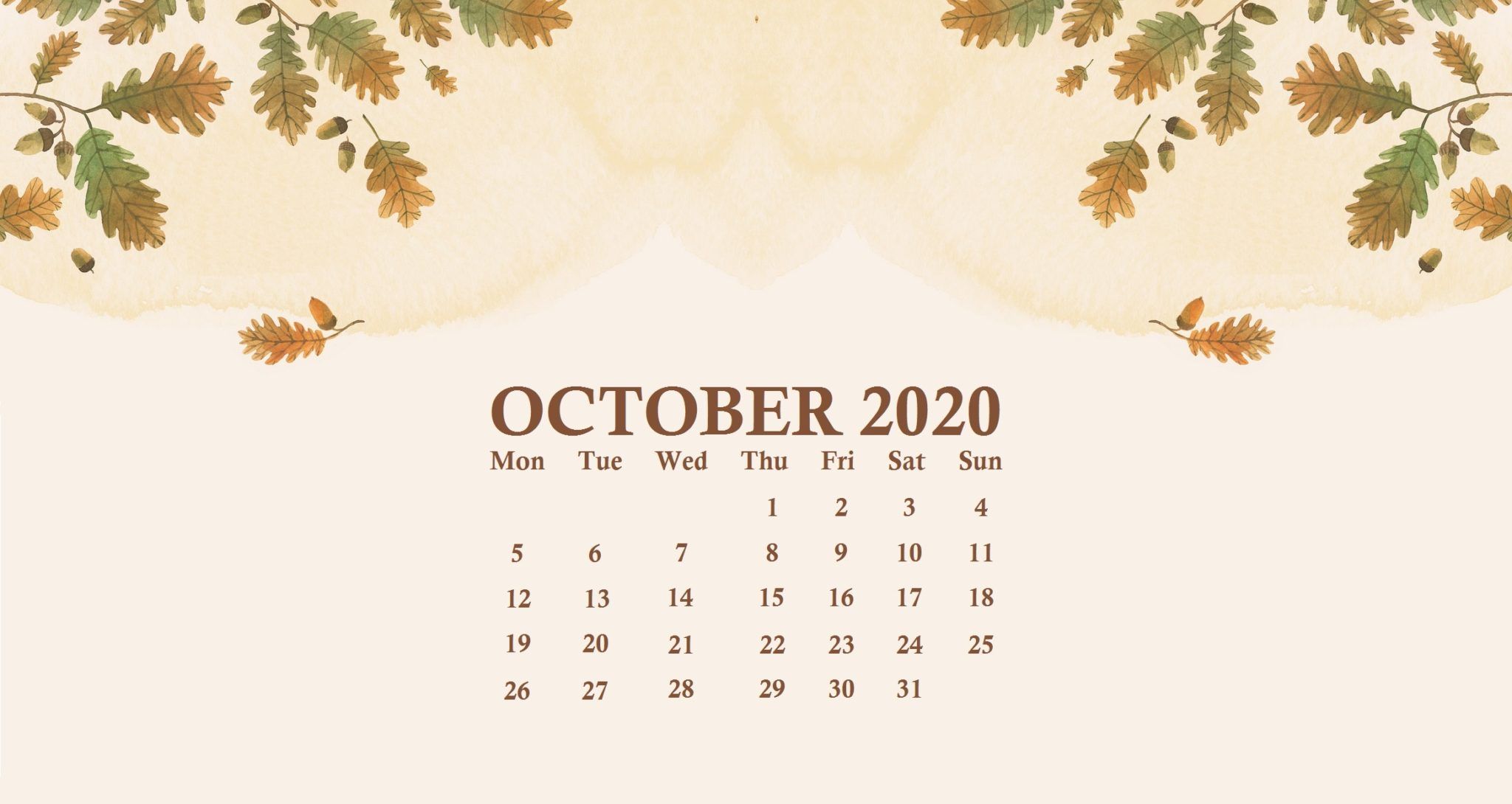 October 2020 Calendar Wallpapers